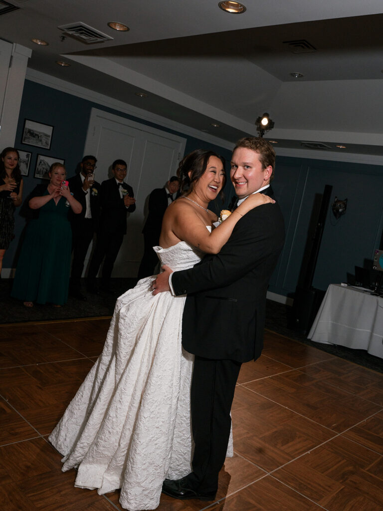 Bride and groom share a first dance during their san francisco bay area wedding