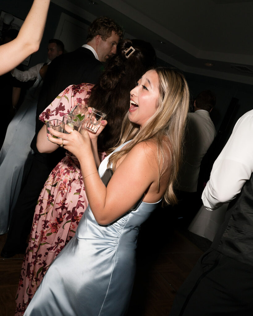 Taking shots with the maid of honor during bay area wedding