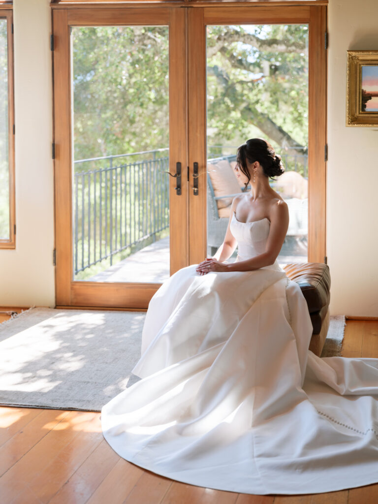 Bridal portraits while getting ready for her wedding at Holman Ranch