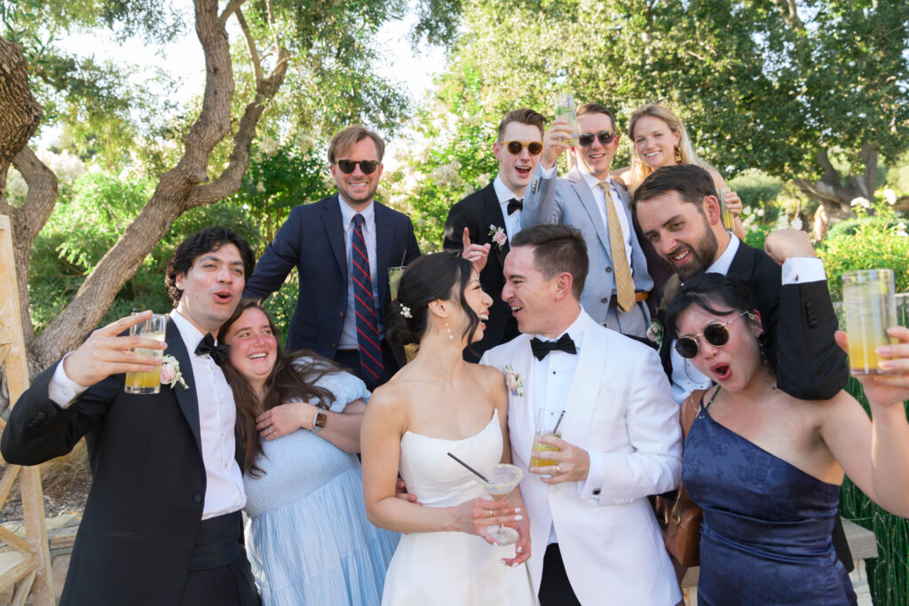 Cocktail hour celebrating the newly weds captured by Carmel wedding photographer