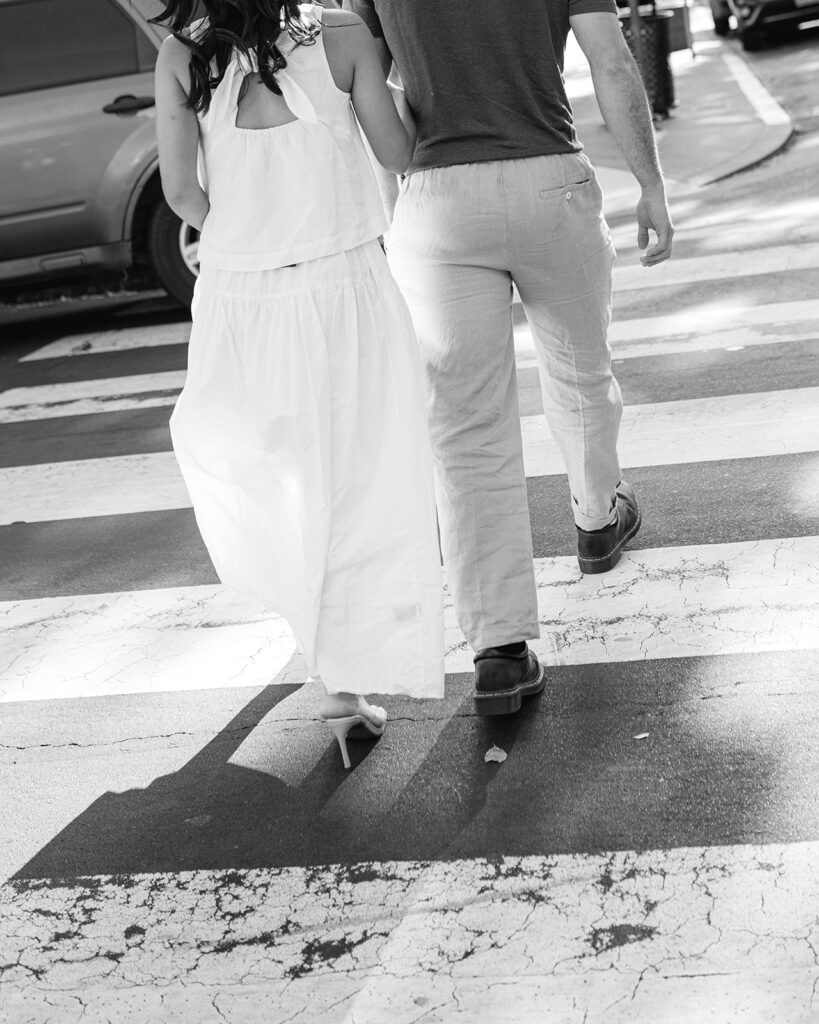 Kelli and Frank head out for their downtown engagement session in Oakland