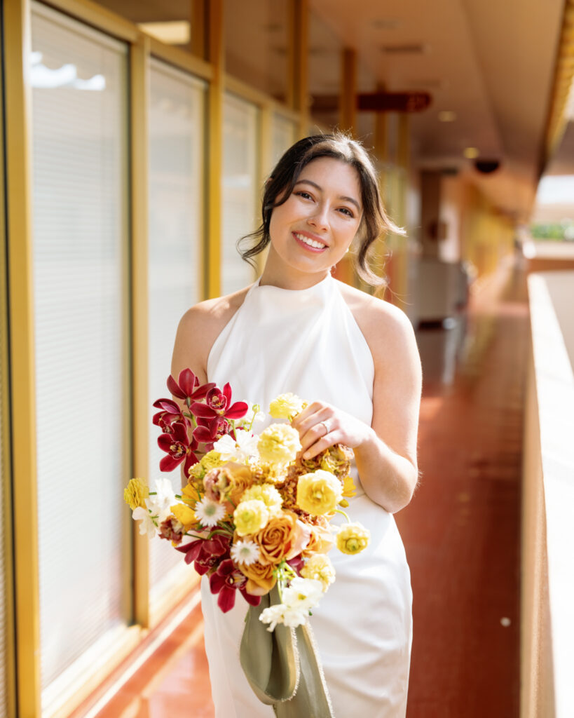 bride with her wedding bouquet